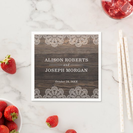 Rustikale Hochzeit aus Holz Serviette (Beispiel)