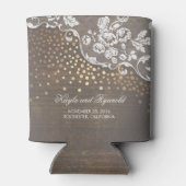 Rustikale Hochzeit aus Holz und Gold Confetti Dosenkühler (Rückseite)