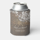 Rustikale Hochzeit aus Holz und Gold Confetti Dosenkühler (Kanne Rückseite)