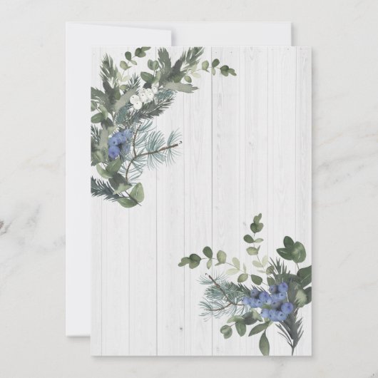 Rustikale Hochzeit aus Holz und Pine Einladung (Rückseite)