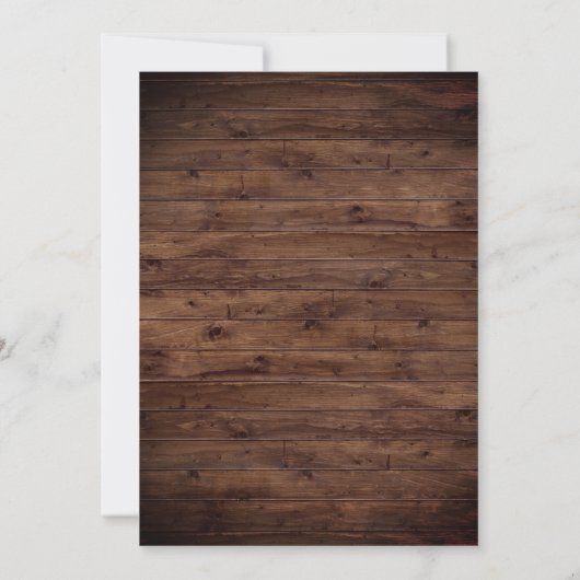 Rustikale Hochzeit aus Holz und Weiß Einladung (Rückseite)