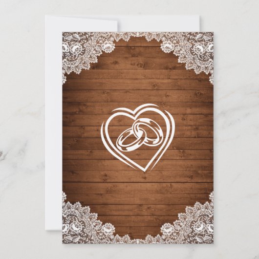 Rustikale Hochzeit aus Holz und Weiß Einladung (Rückseite)