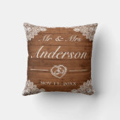 Rustikale Hochzeit aus Holz und Weiß Kissen (Rückseite)