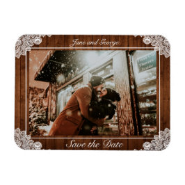 Rustikale Hochzeit aus Holz und Weiß Magnet