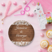 Rustikale Hochzeit aus Holz und Weiß Pappteller (Party)