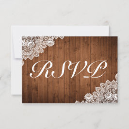 Rustikale Hochzeit aus Holz und Weiß RSVP Karte