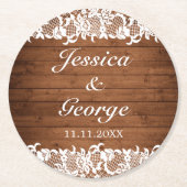 Rustikale Hochzeit aus Holz und Weiß Runder Pappuntersetzer (Vorderseite)