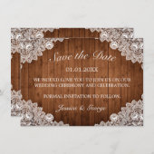 Rustikale Hochzeit aus Holz und Weiß Save The Date (Vorne/Hinten)