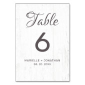 Rustikale Hochzeit aus weißem und grauem Holz Tischnummer (Rückseite)