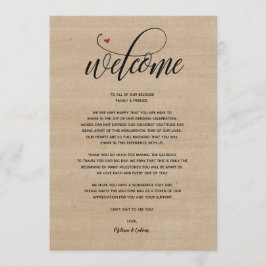 Rustikale Hochzeit Begrüßung und Reisekarte Programm