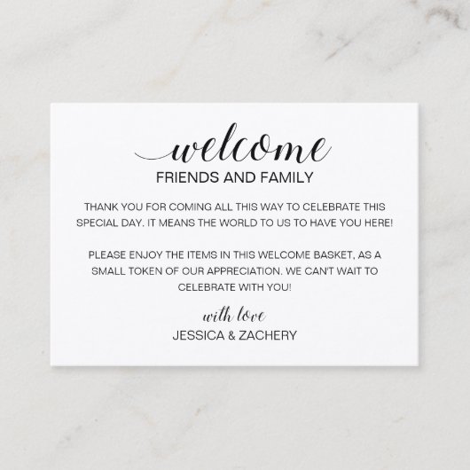 Rustikale Hochzeit Begrüßungsgäste Geschenkkörbe Platzkarte (Vorderseite)