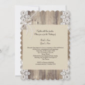 Rustikale Hochzeit Beige Pearl Lace Wood Burlap 4 Einladung (Rückseite)