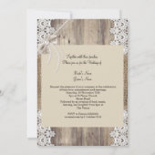 Rustikale Hochzeit Beige Pearl Lace Wood Burlap 4 Einladung (Rückseite)