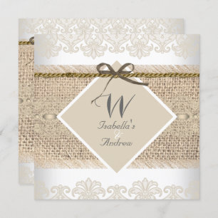 Rustikale Hochzeit Beige Spitze Burlap White Einladung