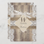 Rustikale Hochzeit Beige Weißholz Burlap 2a Einladung (Vorne/Hinten)