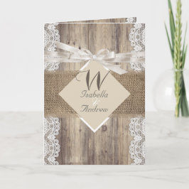 Rustikale Hochzeit Beige Weißholz-Burlap Einladung
