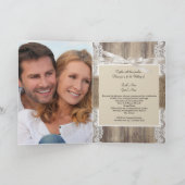 Rustikale Hochzeit Beige Weißholz-Burlap Einladung (Innenseite)