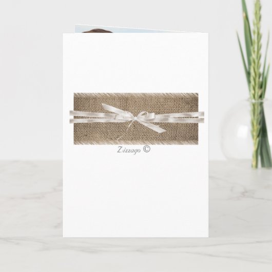 Rustikale Hochzeit Beige Weißholz-Burlap Einladung (Rückseite)