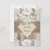 Rustikale Hochzeit Beige Weißrosen UAWG RSVP Karte (Vorderseite)