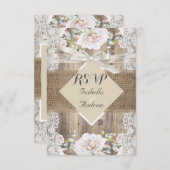 Rustikale Hochzeit Beige Weißrosen UAWG RSVP Karte (Vorne/Hinten)