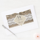 Rustikale Hochzeit Beige White Lace Burlap 2a Rechteckiger Aufkleber (Umschlag)
