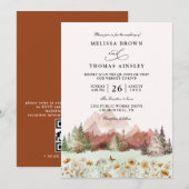 Rustikale Hochzeit Berg Wildblumen QR-Code Hochzei Einladung (Vorne/Hinten)