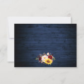 Rustikale Hochzeit blaues Holz mit Streichelleucht RSVP Karte (Rückseite)