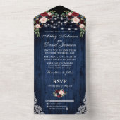 Rustikale Hochzeit bläulich blauer Holzleuchten All In One Einladung (Innen Boden)