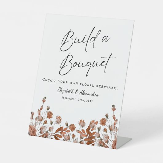 Rustikale Hochzeit Blumen Bauen Sie ein Bouquet Sockelschild (Vorderseite)
