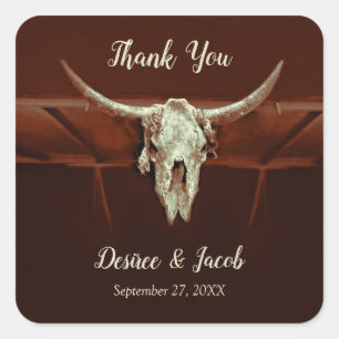 Rustikale Hochzeit Brauner Country Western Bullens Quadratischer Aufkleber