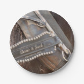 Rustikale Hochzeit brauner Western Pappteller (Vorderseite)