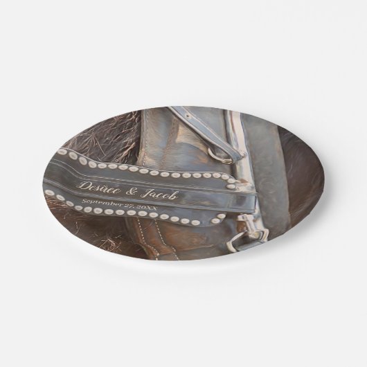 Rustikale Hochzeit brauner Western Pappteller (Schrägansicht)