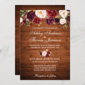 Rustikale Hochzeit Burgund Blumenwald laden ein Einladung (Vorne/Hinten)