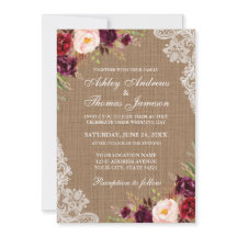 Rustikale Hochzeit Burlap Burgundy Bloral Lace Ein