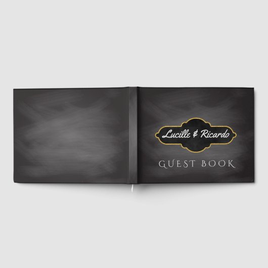 Rustikale Hochzeit | Chalkboard Monogram Gästebuch (Voll)