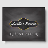 Rustikale Hochzeit | Chalkboard Monogram Gästebuch (Vorderseite)