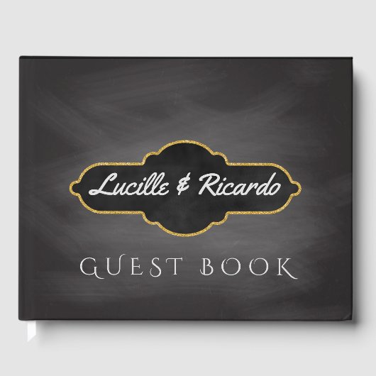 Rustikale Hochzeit | Chalkboard Monogram Gästebuch (Vorderseite)