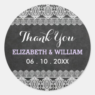 Rustikale Hochzeit & Chalkboard Vielen Dank Lila Runder Aufkleber