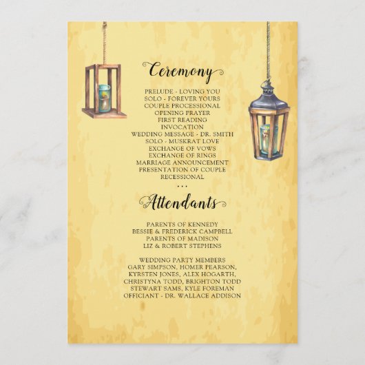 Rustikale Hochzeit 🤠 Country Charm Wedding Programm (Rückseite)