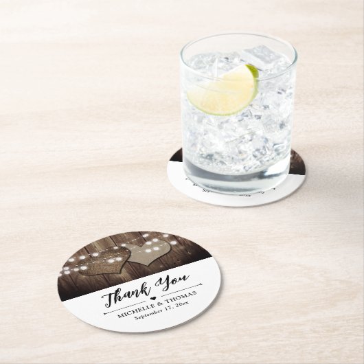 Rustikale Hochzeit danke Ihnen Papier Untersetzer (Vor Ort)