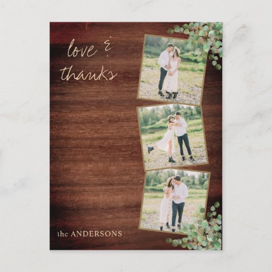 Rustikale Hochzeit danke Ihnen trendy Foto Collage Postkarte (Vorderseite)