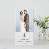 Rustikale Hochzeit Danke Karte / Marine (Stehend Vorderseite)