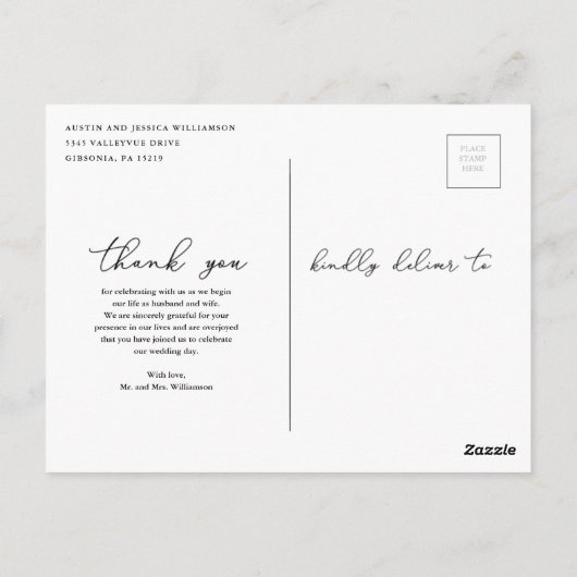 Rustikale Hochzeit Danke Post Card Postkarte (Rückseite)