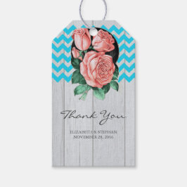 Rustikale Hochzeit Danke - Türkis und Korallen Geschenkanhänger