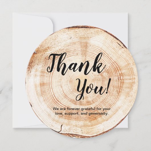 Rustikale Hochzeit Danke Wood Grain Custom Foto Einladung (Vorderseite)