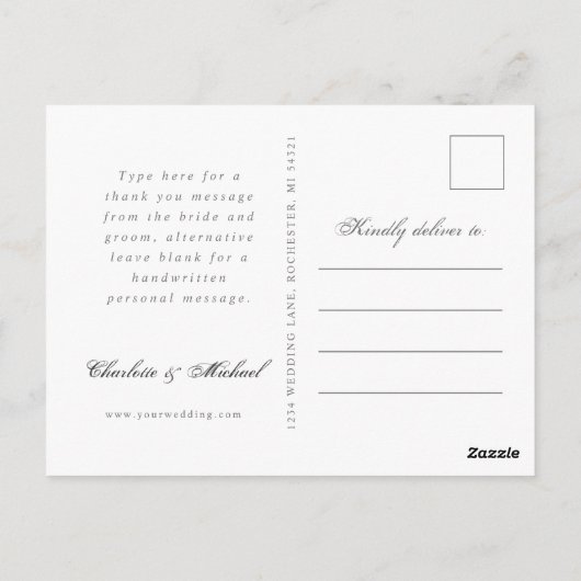 Rustikale Hochzeit danken Ihnen Foto Postkarte (Rückseite)