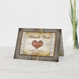 rustikale Hochzeit danken Ihnen Karten