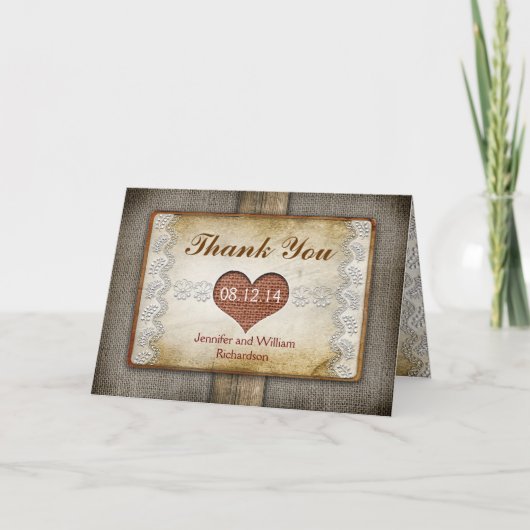 rustikale Hochzeit danken Ihnen Karten (Vorderseite)