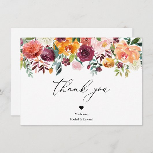 Rustikale Hochzeit Dankeschön Karte (Vorne/Hinten)