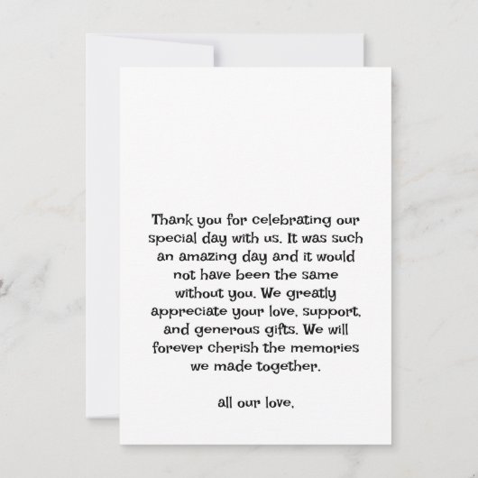 Rustikale Hochzeit Dankeschön Karte (Rückseite)